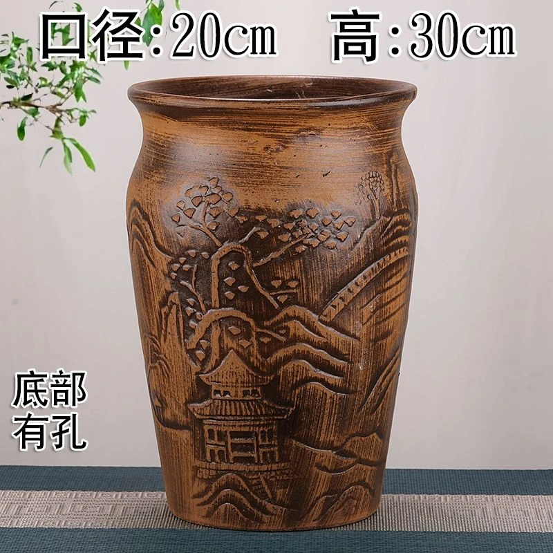 多肉绿植大口径花盆陶瓷粗陶(复古)紫砂透气专用大号老桩陶罐