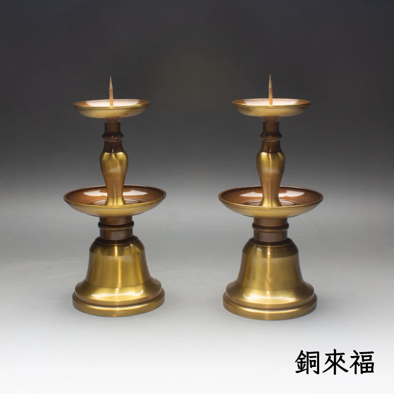 全纯黄铜烛台蜡台双层油灯灯盏复古家用摆件工艺品中式创意