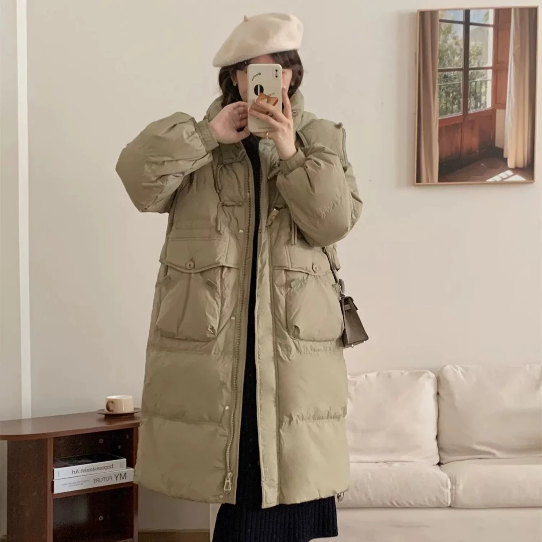 羽绒服中长款冬装外套韩版保暖冬季时尚收腰宽松百搭新款长款过膝