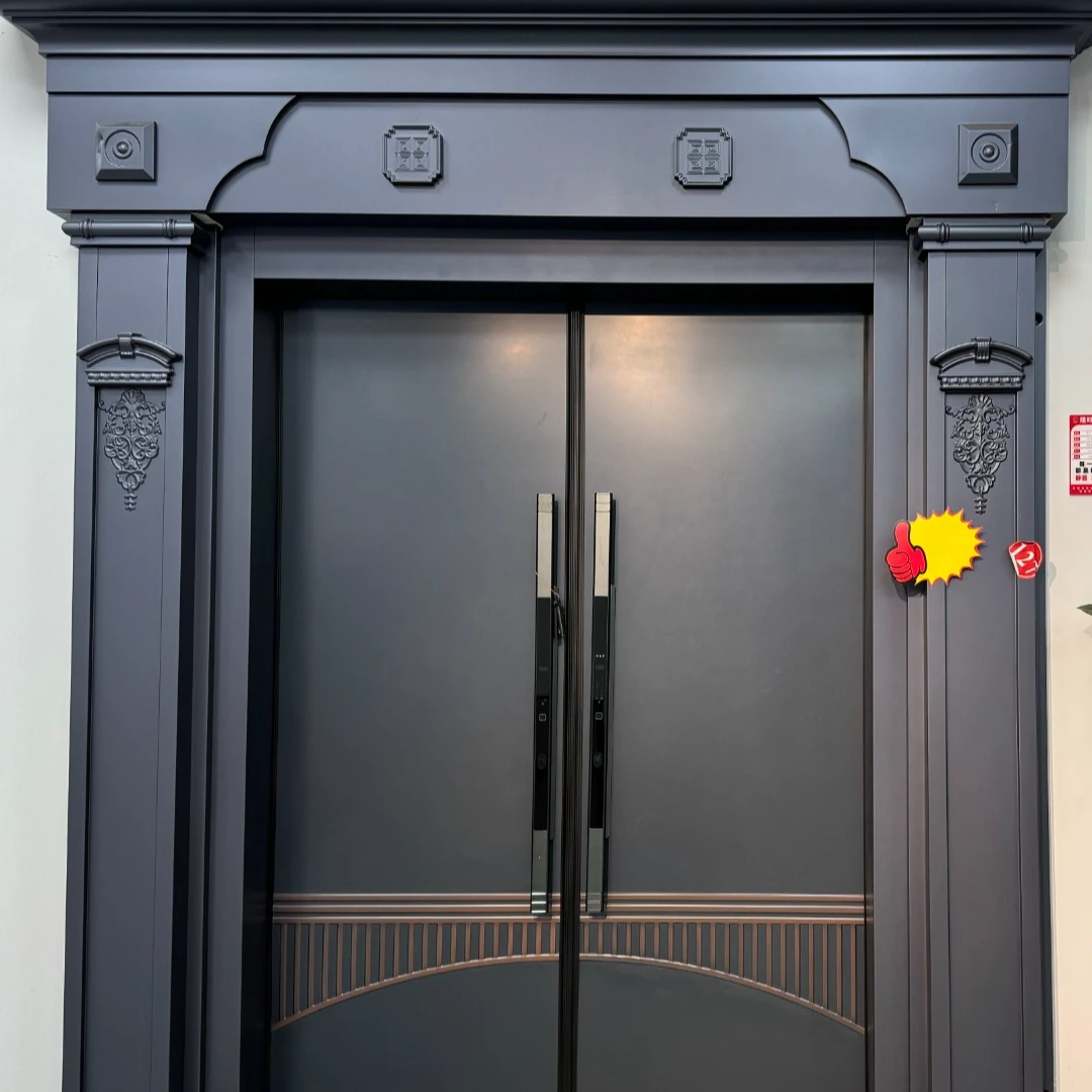 高端铸铝入户门别墅门+定制意向卡非实物+带灯带加长指纹密码锁