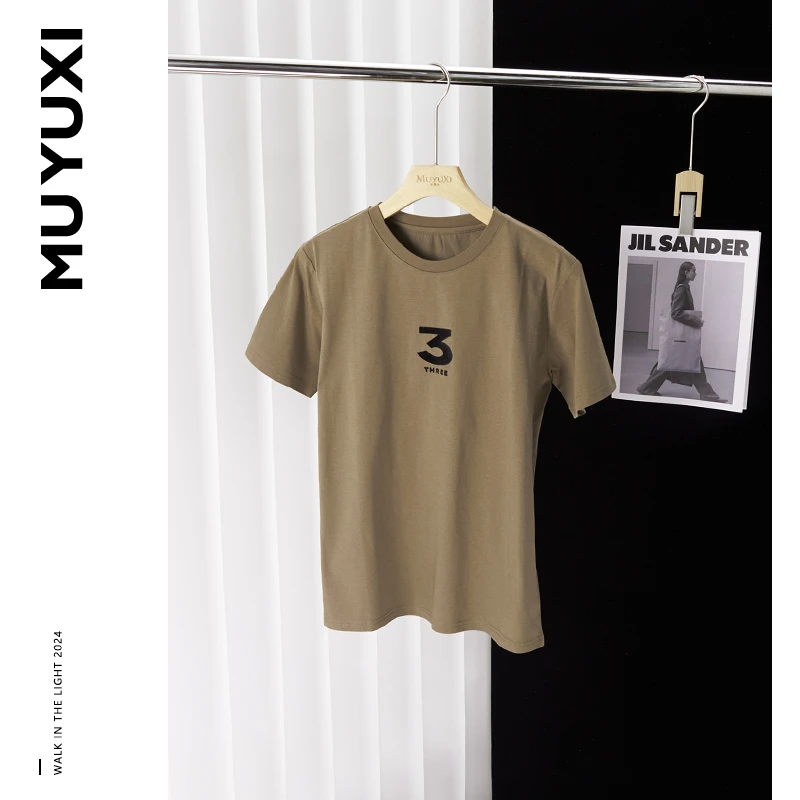 MUYUXI  2024夏季新款简约数字圆领上衣 JD011