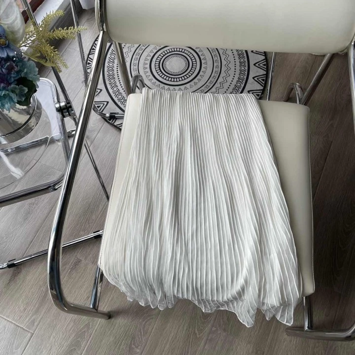 SF037白色立体竖坑条半身裙