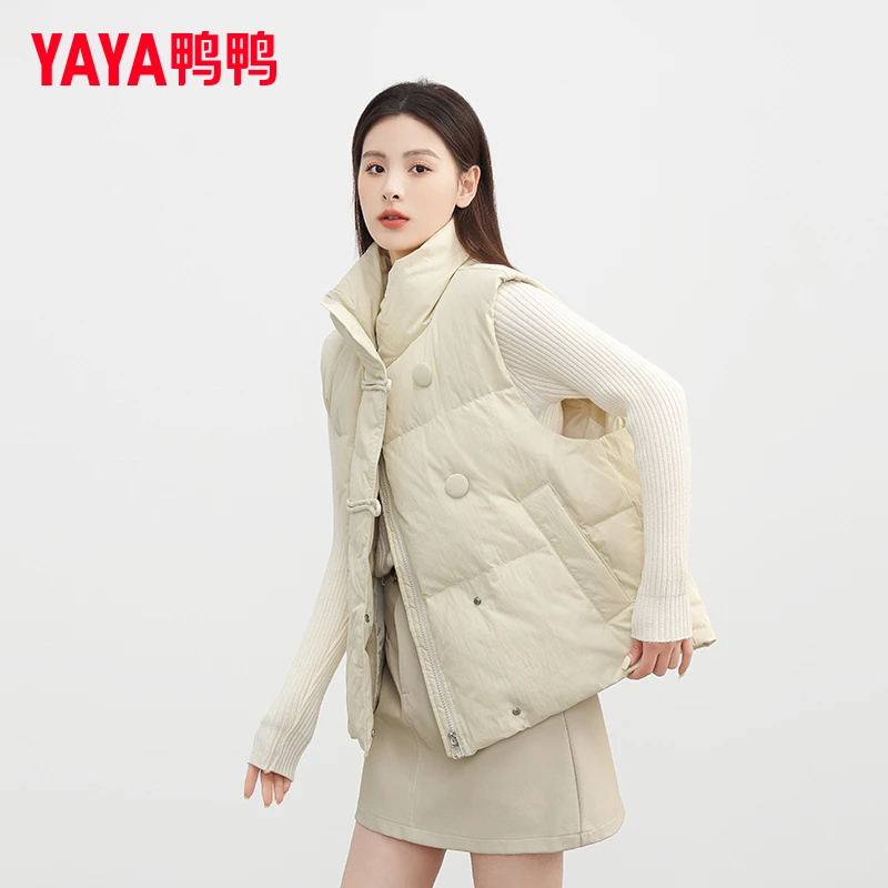YAYA/鸭鸭羽绒服女百搭收腰轻薄纯色休闲冬季羽绒马甲YE3C604331A