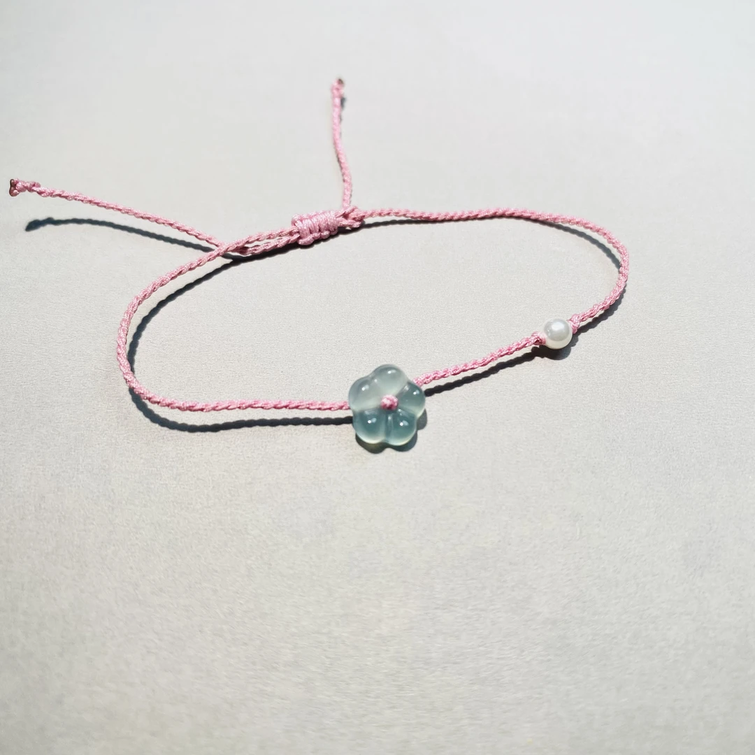 纯天然翡翠A货真有钱花手绳爆款定制编织产品需联系客服报手围