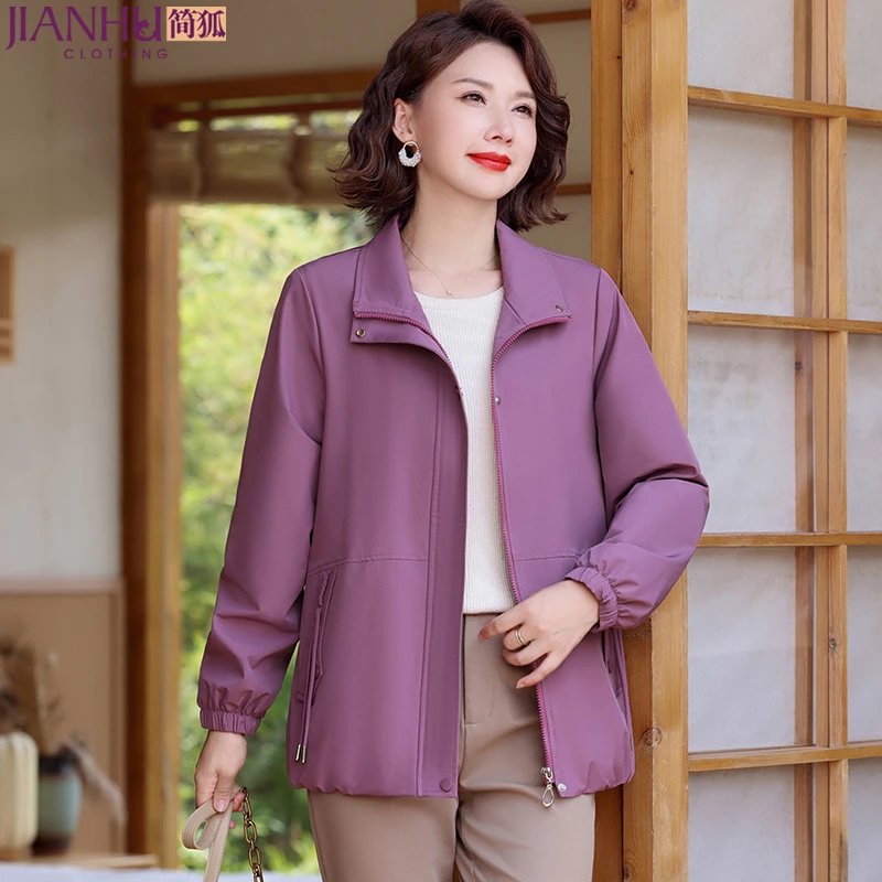 中年妈妈秋装短款风衣2024新款洋气40岁50中老年女装春秋上衣外套