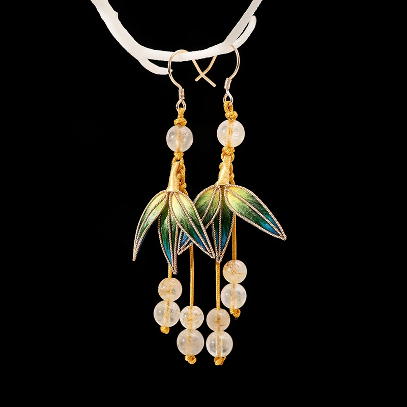 非金属布艺耳饰 非遗绒花新中式国风耳环古风手工原创复古PT1189