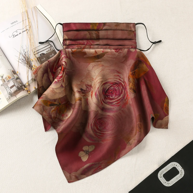 【朱樱玫瑰】布塔桑蚕丝防晒夏双层透气防尘防紫外线护脸护脖丝巾