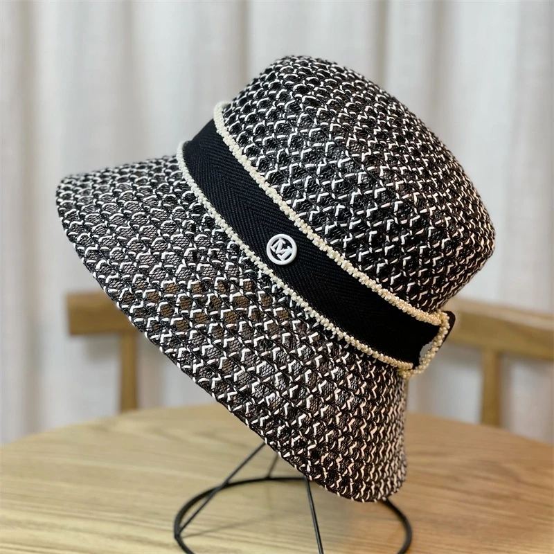 【GY】洋气赫本风防晒帽渔夫帽百搭草帽子女春夏显脸小遮阳网红盆帽