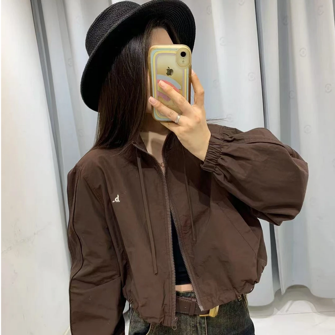 秋季短款长袖运动潮流小d字母立领短外套