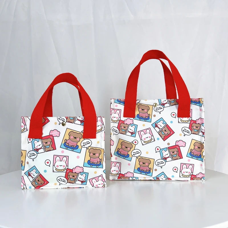 帆布包新款时尚卡通帆布手提包妈咪包饭盒学生便当包