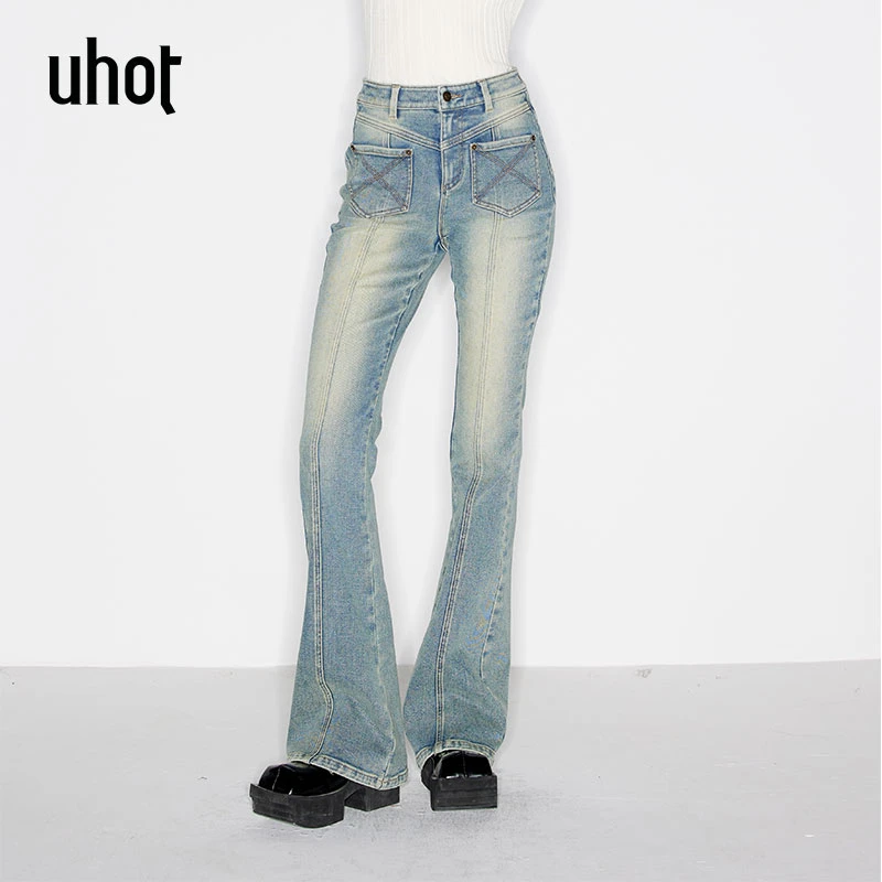 uhot 蓝色牛仔长裤 UWSW2K226