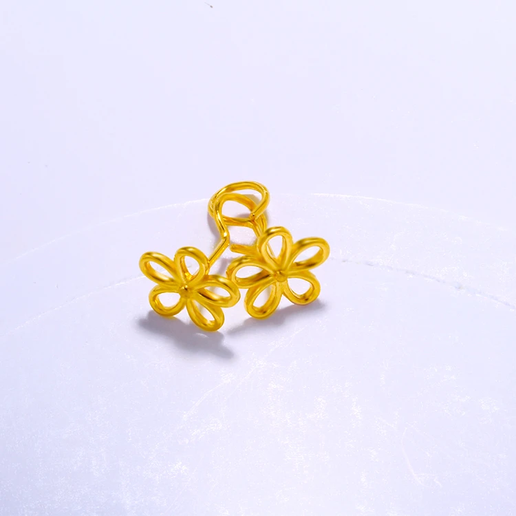 宝裕华黄金足金999 5G光面格桑花耳钉