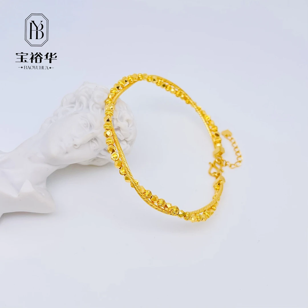 宝裕华黄金足金999 黄金精工手镯 莫比乌斯爆闪猫眼珠珠 订