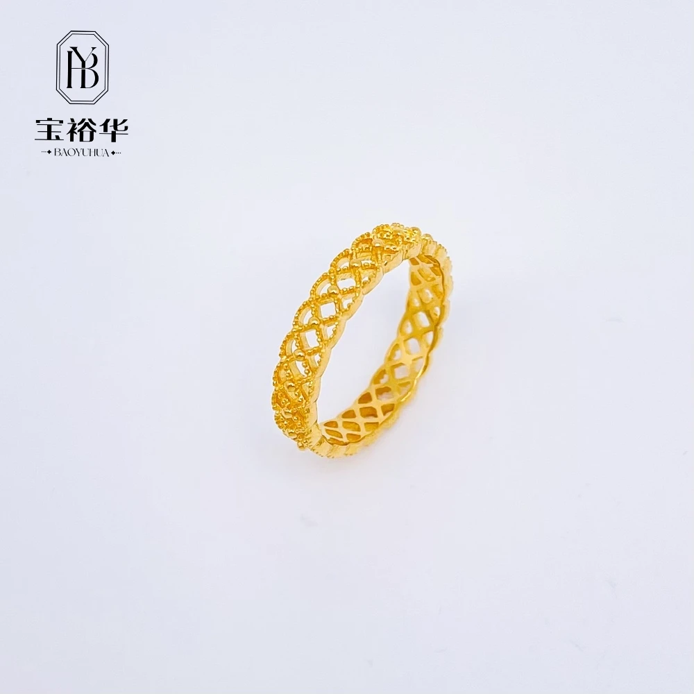 宝裕华黄金足金999 5G戒指 镂空蕾丝16#
