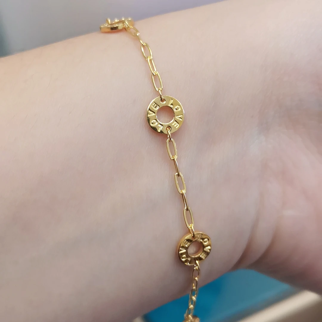 宝裕华黄金足金999 素金圆饼手链