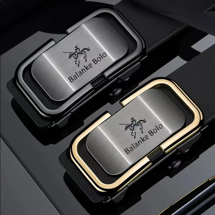 男士真牛皮自动扣内穿皮带时尚休闲百搭中年男款潮流裤腰带皮带