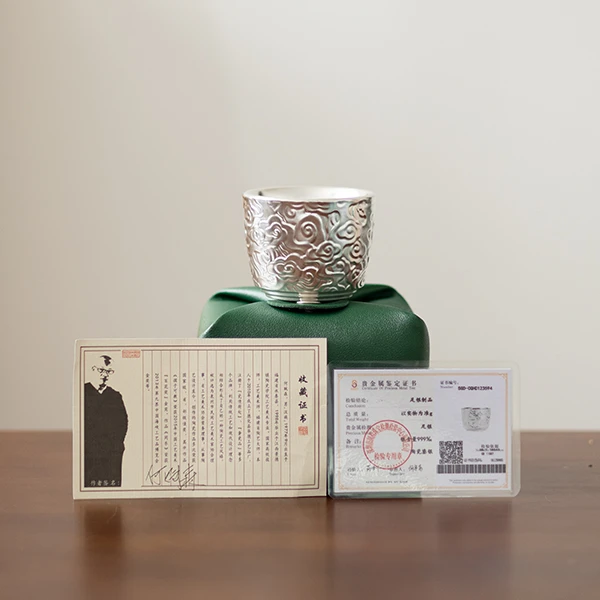 七彩祥云鎏银主人杯复古陶瓷家用主人杯瓷胎手工功夫茶何赋森B057