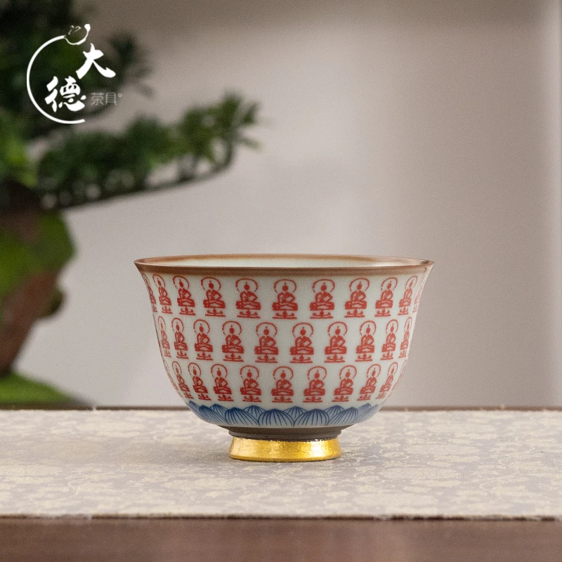 汝窑敦煌万佛主人杯陶瓷家用品茗杯功夫茶具个人专用茶杯F140