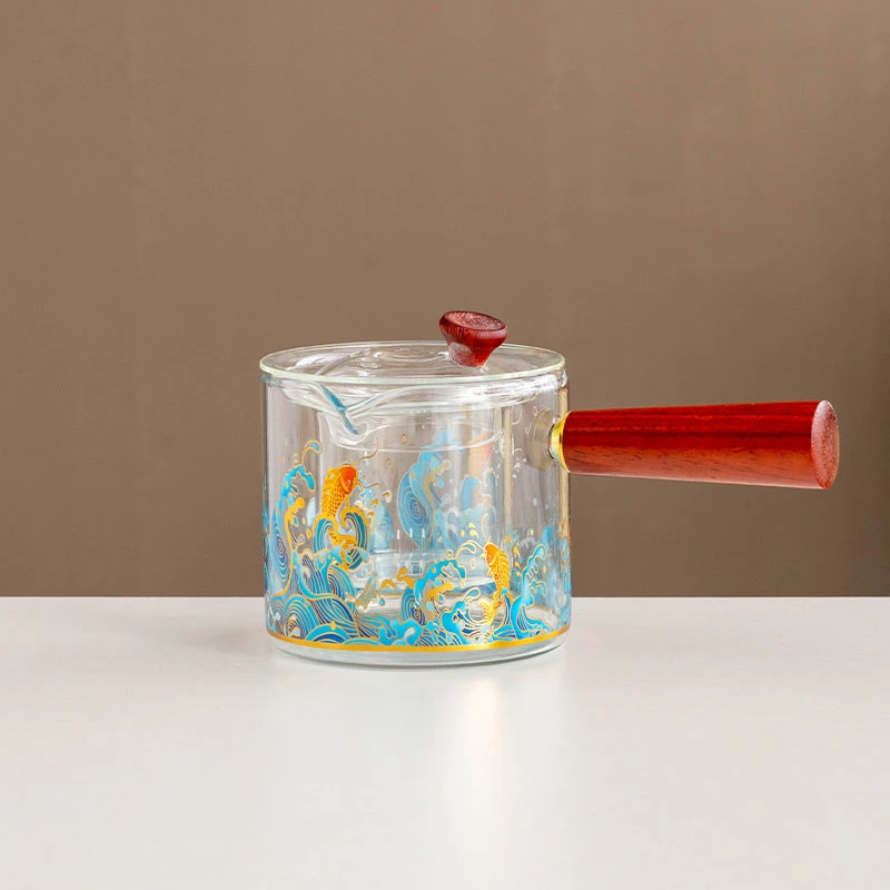 鱼跃四海玻璃侧把壶高端茶海茶杯茶壶公道杯电陶炉功夫茶具G1346