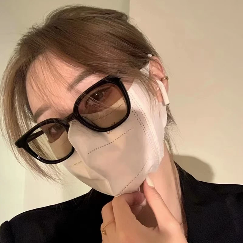 gm黑框茶色墨镜女款防晒高级感ins2023年新款潮大脸显瘦太阳眼镜