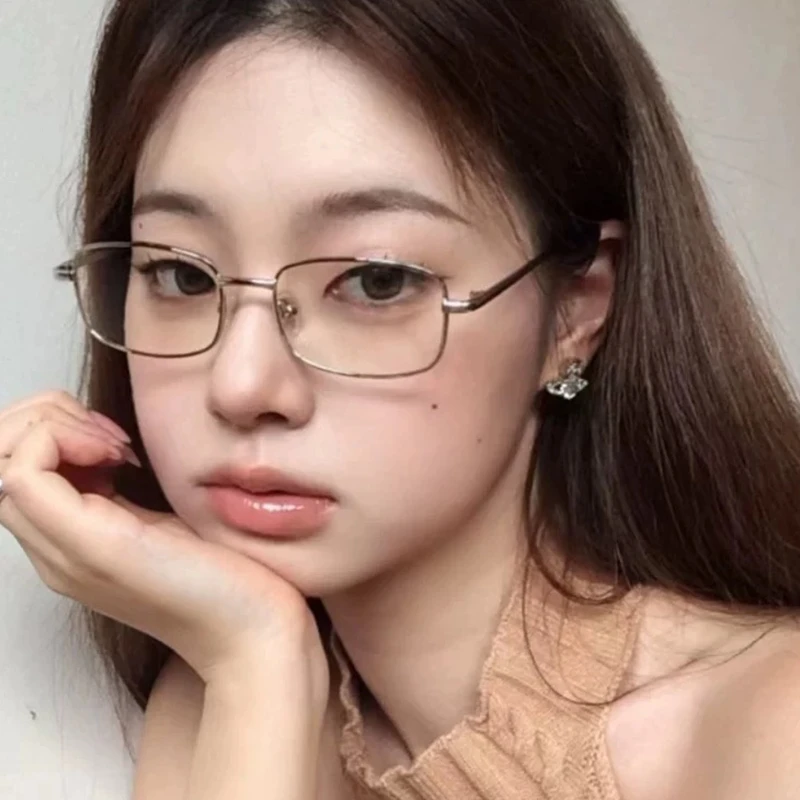 复古金属细边银色小方框甜酷辣妹欧美风素颜防蓝光眼镜女圆脸显瘦