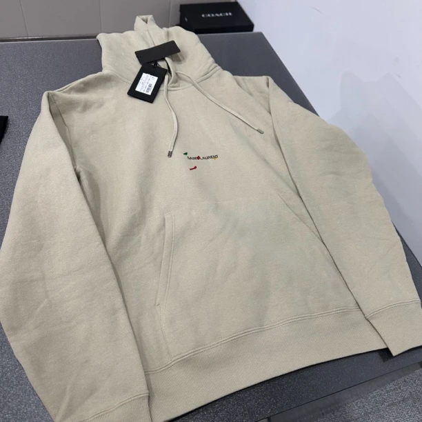 全新未使用 YSL/圣罗兰 卡其色卫衣-bing/吊牌价7600