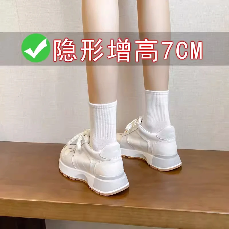 内增高6cm小码3334阿甘鞋女春季新款小个子休闲德训鞋厚底小白鞋