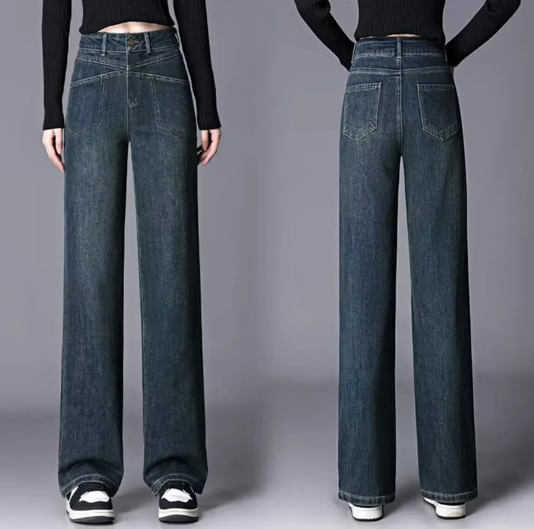 牛仔裤女窄版阔腿裤高腰显瘦直筒2024新款显瘦休闲女款大码百搭