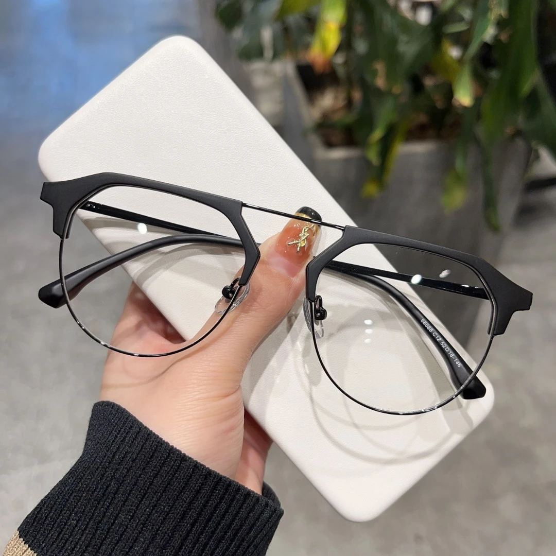 BHJ/佐藤由纪潮人眼镜男镂空个性时尚眼镜架可配近视大框变色超轻