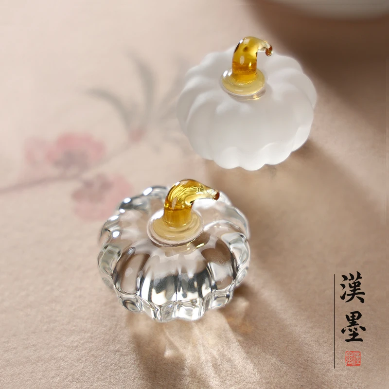 水晶南瓜镇尺 镇纸创意压纸可做笔搁毛笔架玻璃书法压尺文镇