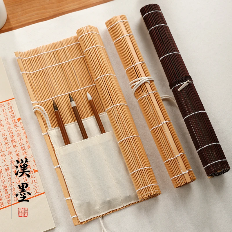 樱香老竹色笔卷笔帘 日式笔帘笔帘卷毛笔笔袋透气笔帘