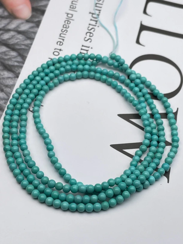 龙凤呈祥绿松石十堰天然原矿绿松石小米珠3m珠宝玉石吊坠