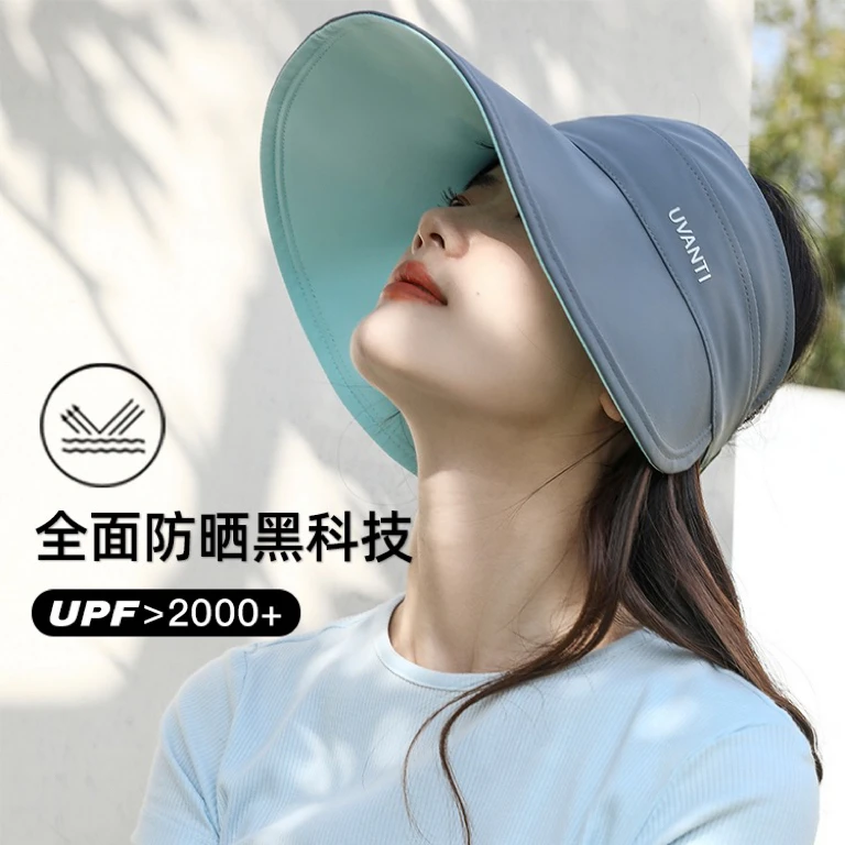 夏季新款环绕式全面防紫外线冰感轻薄折叠空顶帽太阳帽空顶