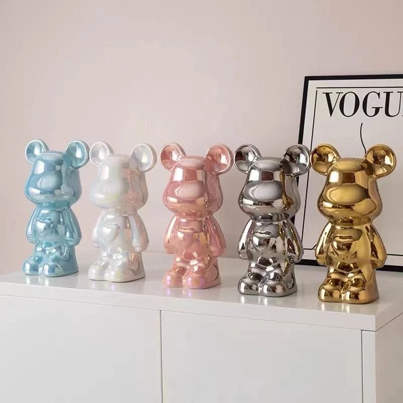 18CM陶瓷爱心暴力熊轻奢高级客厅酒柜电视柜装饰品摆件