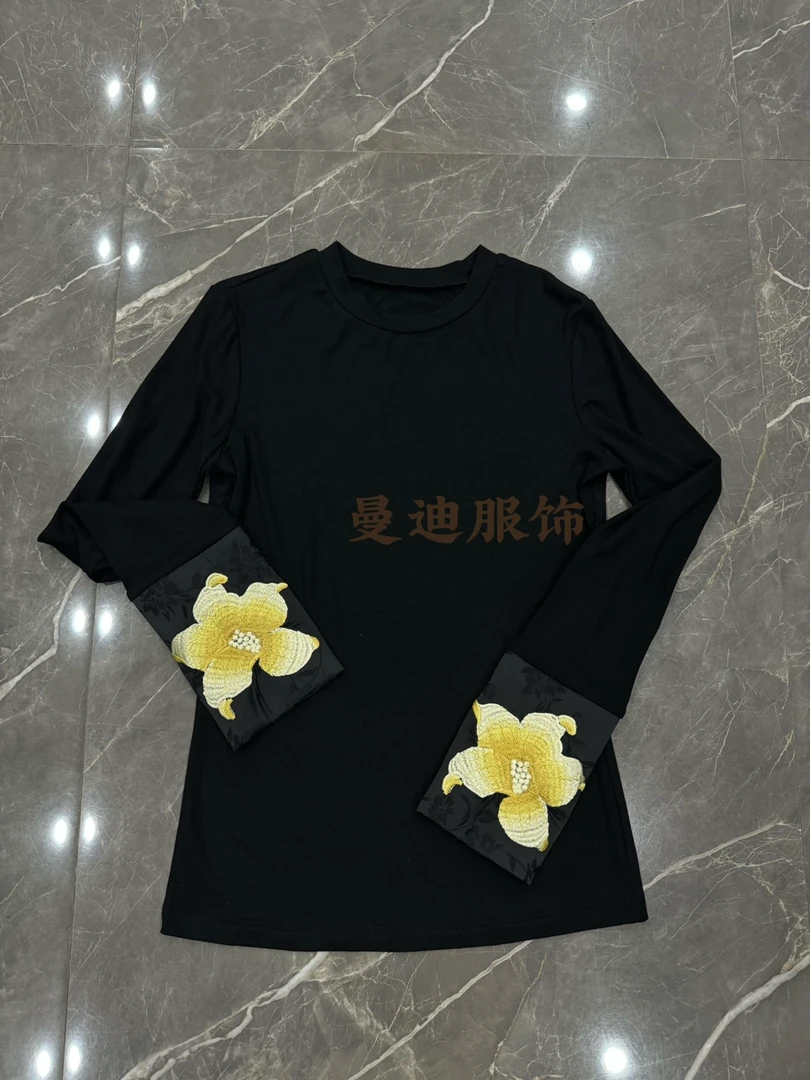 6007新国潮袖口重工刺绣百搭长袖上衣