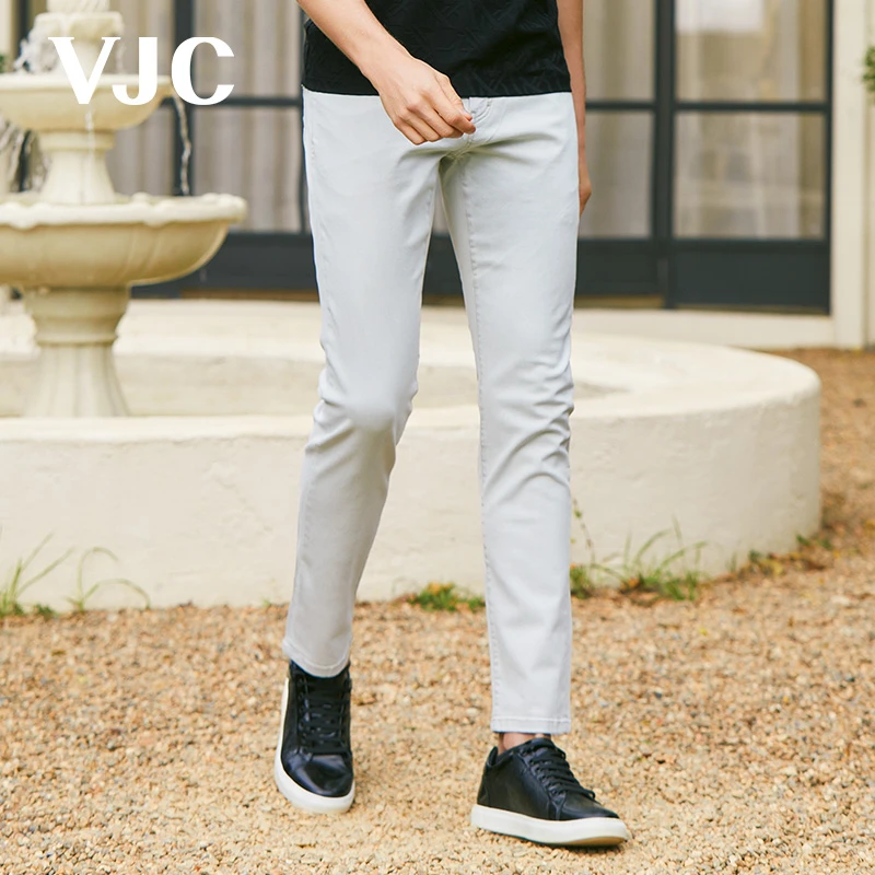 VJC/威杰思【专柜同款】秋冬新款男装浅灰水洗牛仔裤D24CO3808