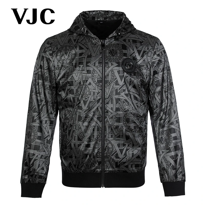 VJC/威杰思2023秋季连帽卫衣外套字母印花夹克运动修身B22CF1618