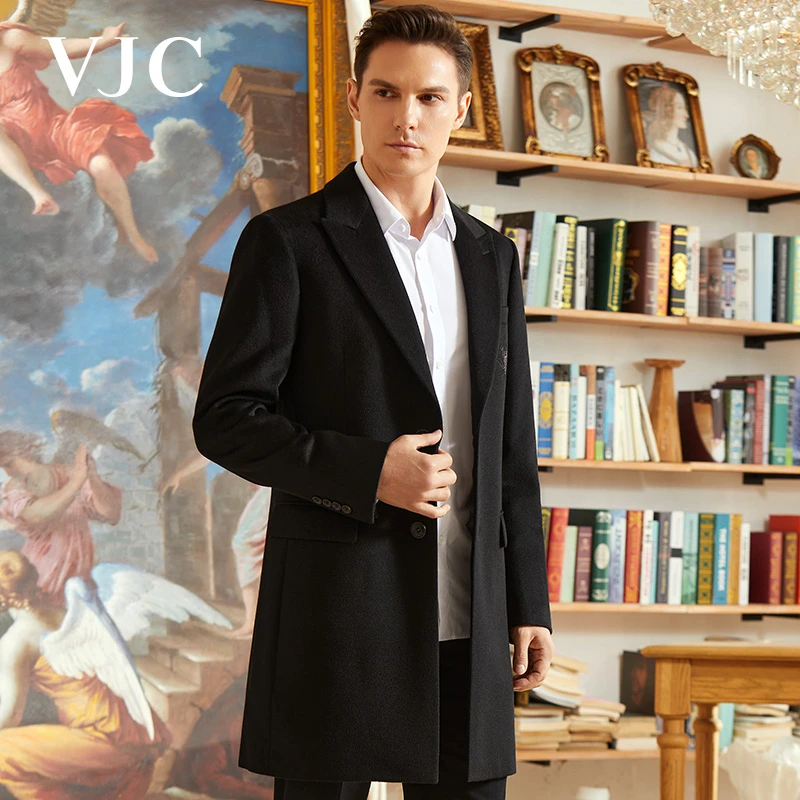 VJC/威杰思秋冬男装羊毛西装大衣男士中长款毛呢外套B21DL1636