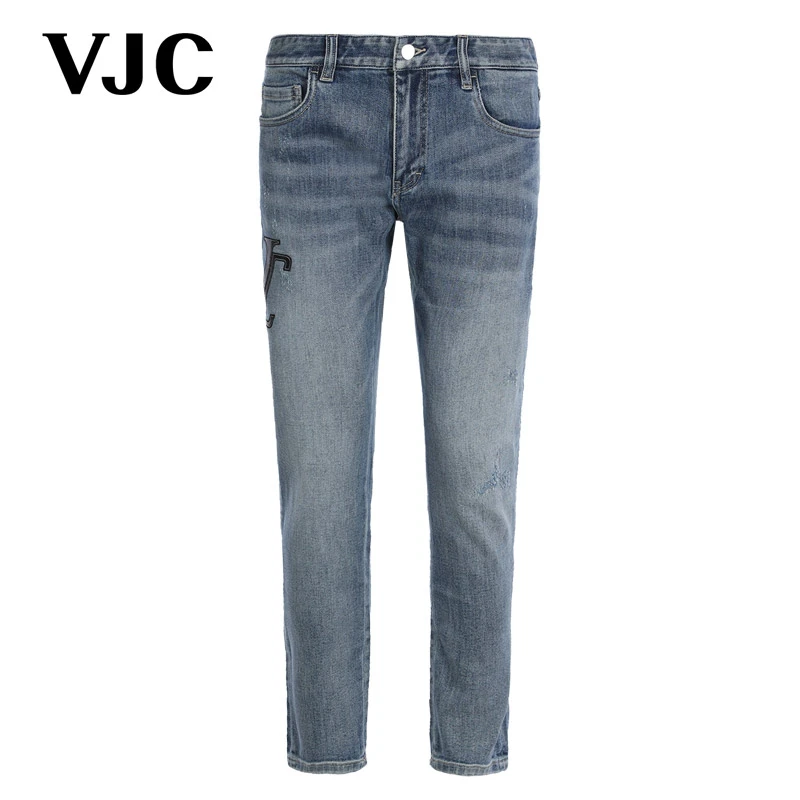 VJC/威杰思【专柜同款】秋冬男装新款蓝色牛仔小脚裤D23CO2769
