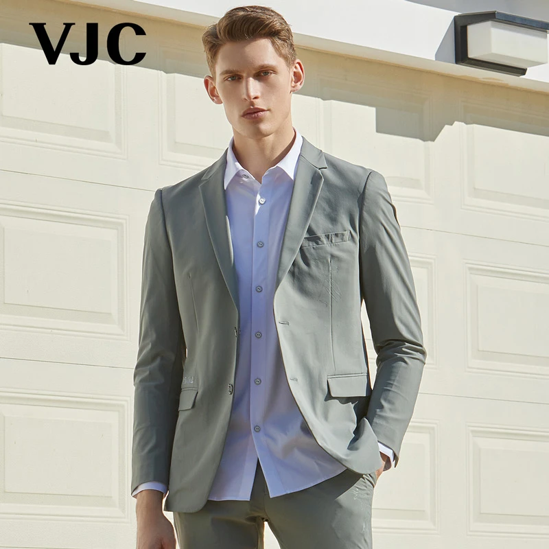 VJC/威杰思春夏男装新款灰色商务西装刺绣西服外套B22AH3532