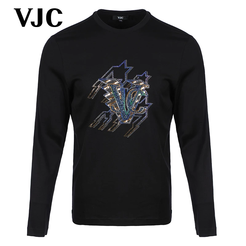 VJC/威杰思【线下同款】2023秋冬男装新款圆领长袖T恤休闲B23AA2072