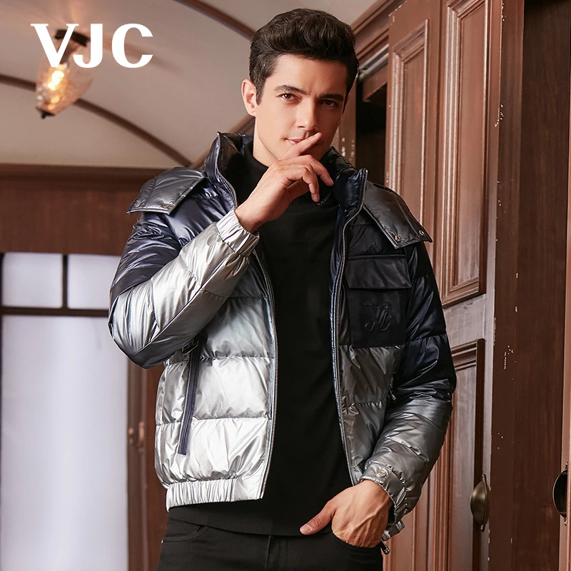 VJC/威杰思2023秋冬男装新款灰色渐变潮流短款羽绒服B22DJ1630