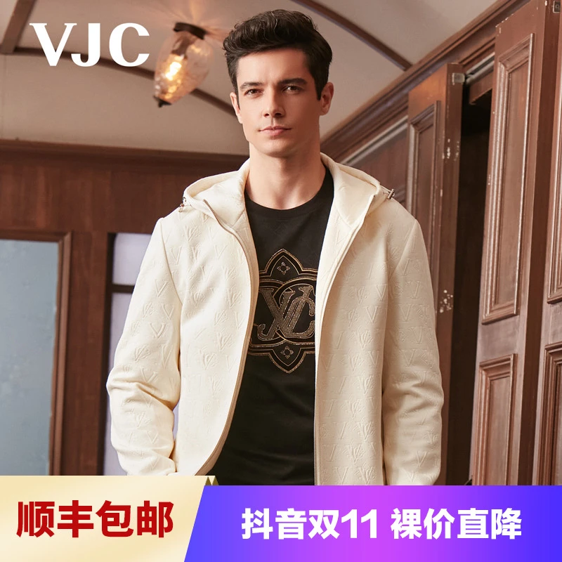 【专柜同款】VJC/威杰思2024秋季新连帽夹克针织外套舒适D23CE2781