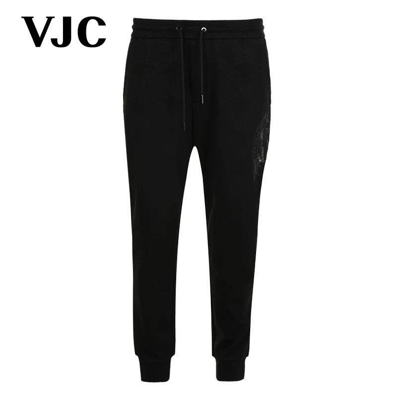 VJC/威杰思秋男装新款休闲裤时尚烫钻抽绳束脚裤 B23CP2512