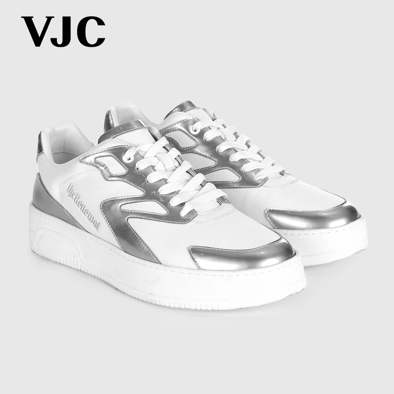 VJC/威杰思夏季新款男鞋休闲运动牛皮革撞色小白鞋B23DW1929