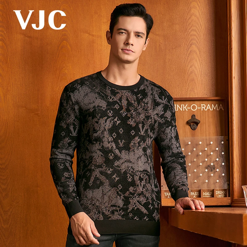 VJC/威杰思秋冬新款男装时尚长袖保暖针织衫打底B23DC2213