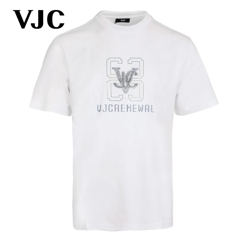 VJC/威杰思【专柜同款】夏季男装新款烫钻T恤休闲衫D24CA1703