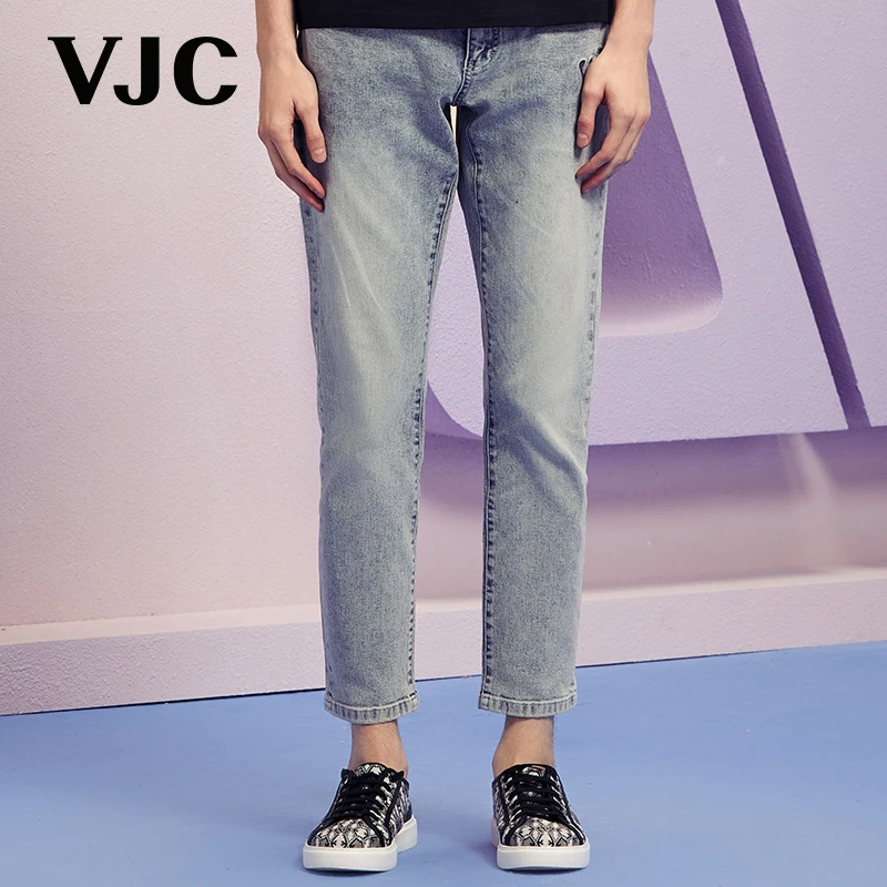 VJC/威杰思2025春季新品男装水洗复古牛仔裤刺绣九分裤B24AO2415