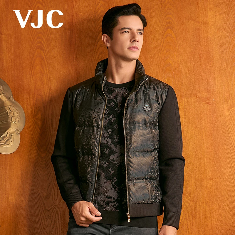 VJC/威杰思 秋冬新款男士外套潮酷保暖外套立领拼接B23DJ1600