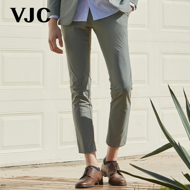 VJC/威杰思2023春夏男装新款灰色修身西装裤商务休闲B22AP3532